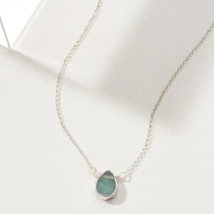 Silver Delicate Gemstone Necklace - Aquamarine